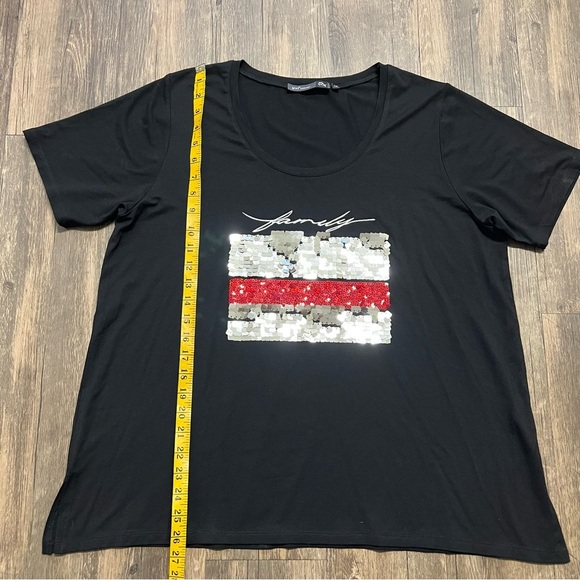 YXL Collection Oversized Short Sleeve Embellished Beads Black Red T- Shirt Top1X - Picture 8 of 9